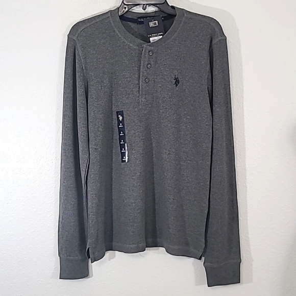 *NWT* U.S. POLO ASSN. Men's Gray Long Sleeve Shirt w/Blue Logo, size Small - Picture 1 of 8